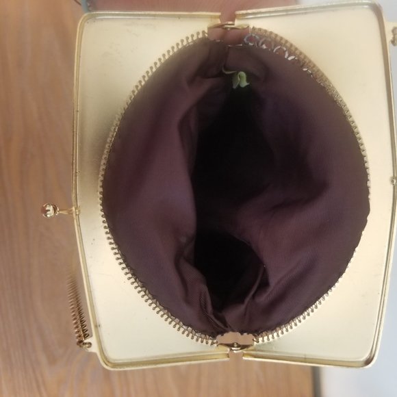 Maroon Red WHITING and DAVIS Enameled Mesh Purse - Picture 5 of 6